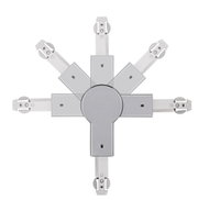 Adaptateur métallique argenté avec bras réglables pour systèmes d'éclairage flexibles
