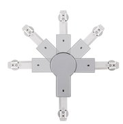 Adaptateur métallique argenté avec bras réglables pour systèmes d'éclairage flexibles