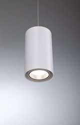 Moderner weißer Zylinder-Pendelleuchter aus Metall mit LED-Licht für Wohnräume