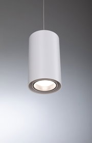 Moderner weißer Zylinder-Pendelleuchter aus Metall mit LED-Licht für Wohnräume