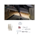 White LED strip light with motion sensor and power adapter for under-bed ambient lighting