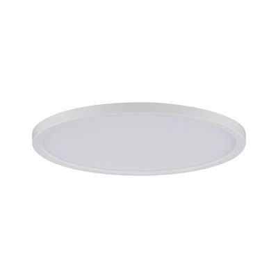 Round white LED ceiling panel made of plastic for energy-efficient room lighting