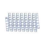 Flexible LED strip light with white LEDs and adhesive backing for versatile lighting solutions.