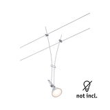 Spot câble moderne en métal argenté avec tête réglable, ampoule LED non incluse