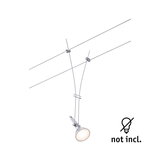 Modern silver metal cable spotlight with adjustable lamp head, LED bulb not included