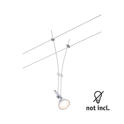 Spot câble moderne en métal argenté avec tête réglable, ampoule LED non incluse