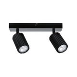 Schwarze LED-Deckenleuchte mit zwei verstellbaren Strahlern aus Aluminium für moderne Raumbeleuchtung