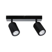 Schwarze LED-Deckenleuchte mit zwei verstellbaren Strahlern aus Aluminium für moderne Raumbeleuchtung