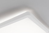 Square white ceiling light with rounded edges and soft illumination for modern interiors