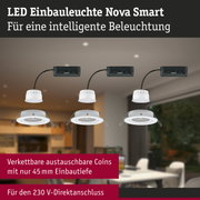 LED Einbauleuchte Nova Smart in Weiß mit schwarzem Anschluss für intelligente Beleuchtung im Wohnraum