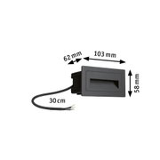 Black plastic LED recessed light with cable and dimensions for indoor lighting