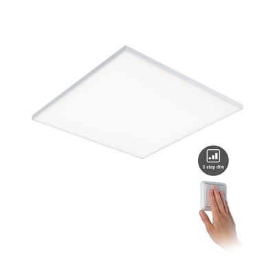 Vierkante witte LED-plafondlamp met 3-traps dimfunctie en strak modern design