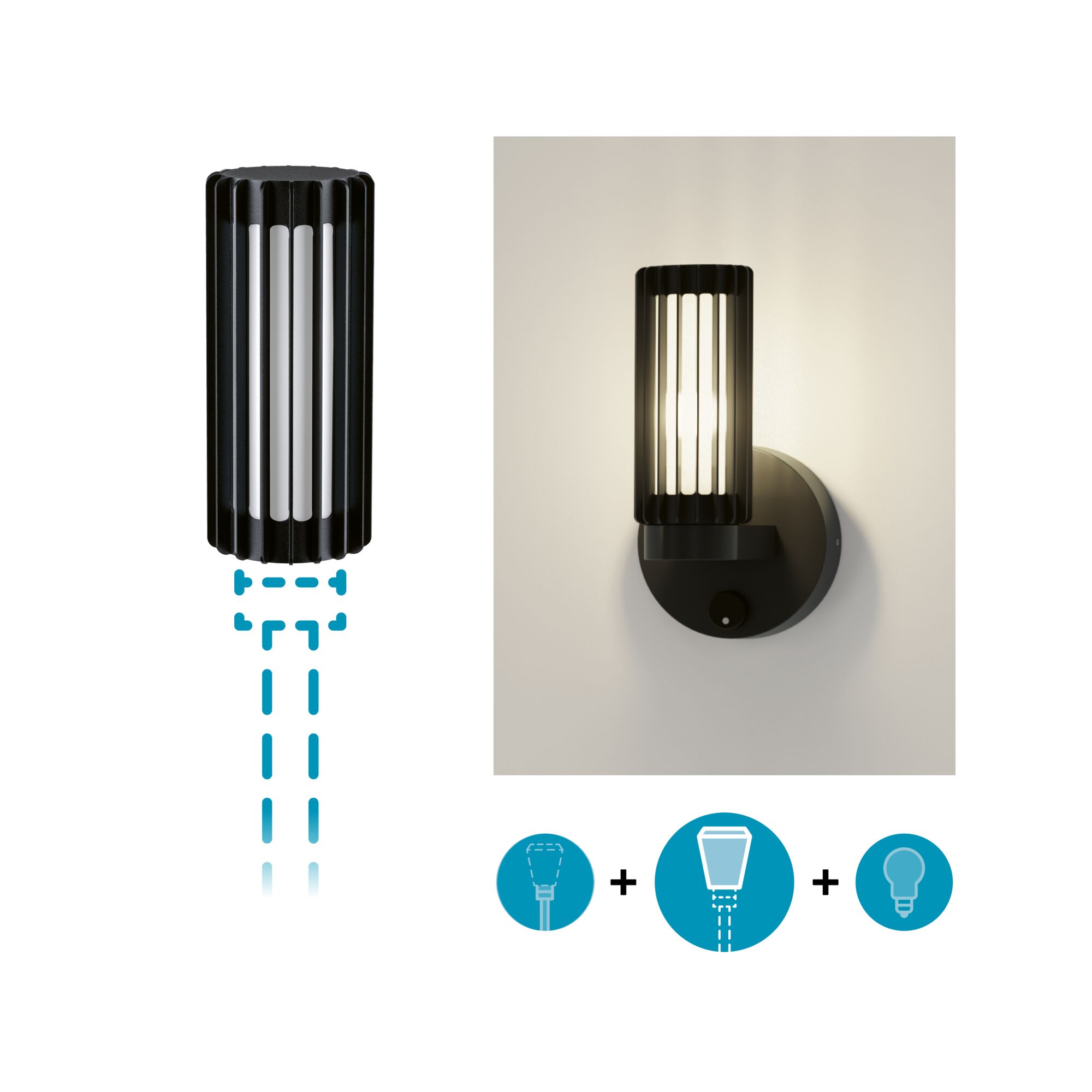 ModuShine Shade Ferina IP44 cylindrical Anthracite