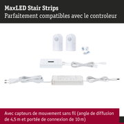 Kit d'éclairage d'escalier MaxLED blanc avec capteurs de mouvement sans fil et contrôleur LED