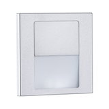 Vierkante LED-wandinbouwlamp van zilverkleurig aluminium met matte diffuser voor binnenverlichting