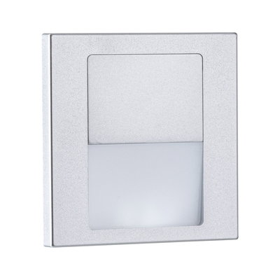 Vierkante LED-wandinbouwlamp van zilverkleurig aluminium met matte diffuser voor binnenverlichting