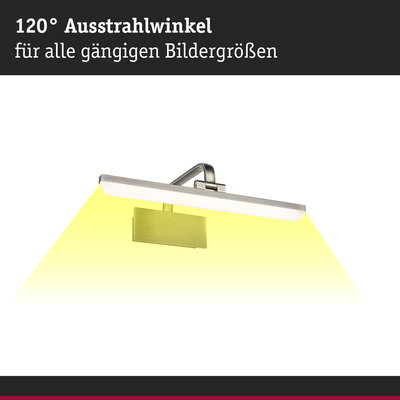 Moderne LED-Bilderleuchte aus gebürstetem Metall mit 120° Ausstrahlwinkel für Wandbilder