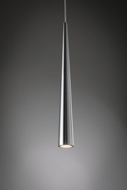 Schmale Pendelleuchte aus gebürstetem Aluminium in Silber mit warmweißem LED-Licht
