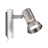 Moderner LED-Wandstrahler aus gebürstetem Edelstahl in Silber für gezielte Beleuchtung.