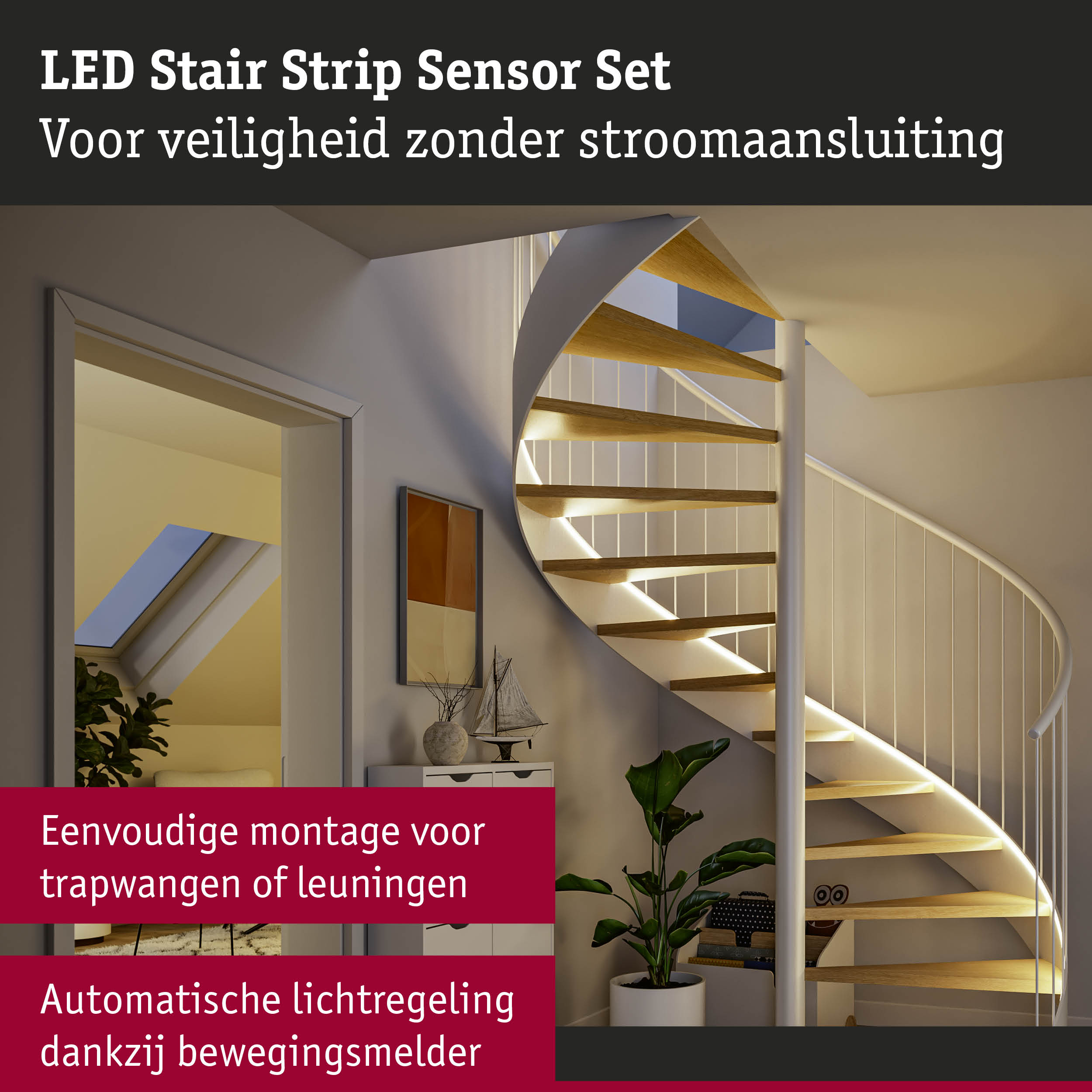 LED trapstrip sensor set met automatische bewegingsdetectie voor veilige trapverlichting