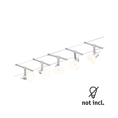 Suspension LED à cinq lampes argentée avec spots réglables, ampoules non incluses