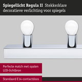 Spiegellicht Regula II in chroom met twee witte LED-lichtbronnen voor decoratieve spiegelverlichting