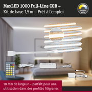 Kit LED MaxLED 1000 Full-Line COB 1,5 m avec télécommande, lumière blanche réglable pour profils fins