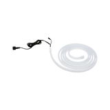 White flexible LED light strip with black cable for decorative indoor lighting solutions