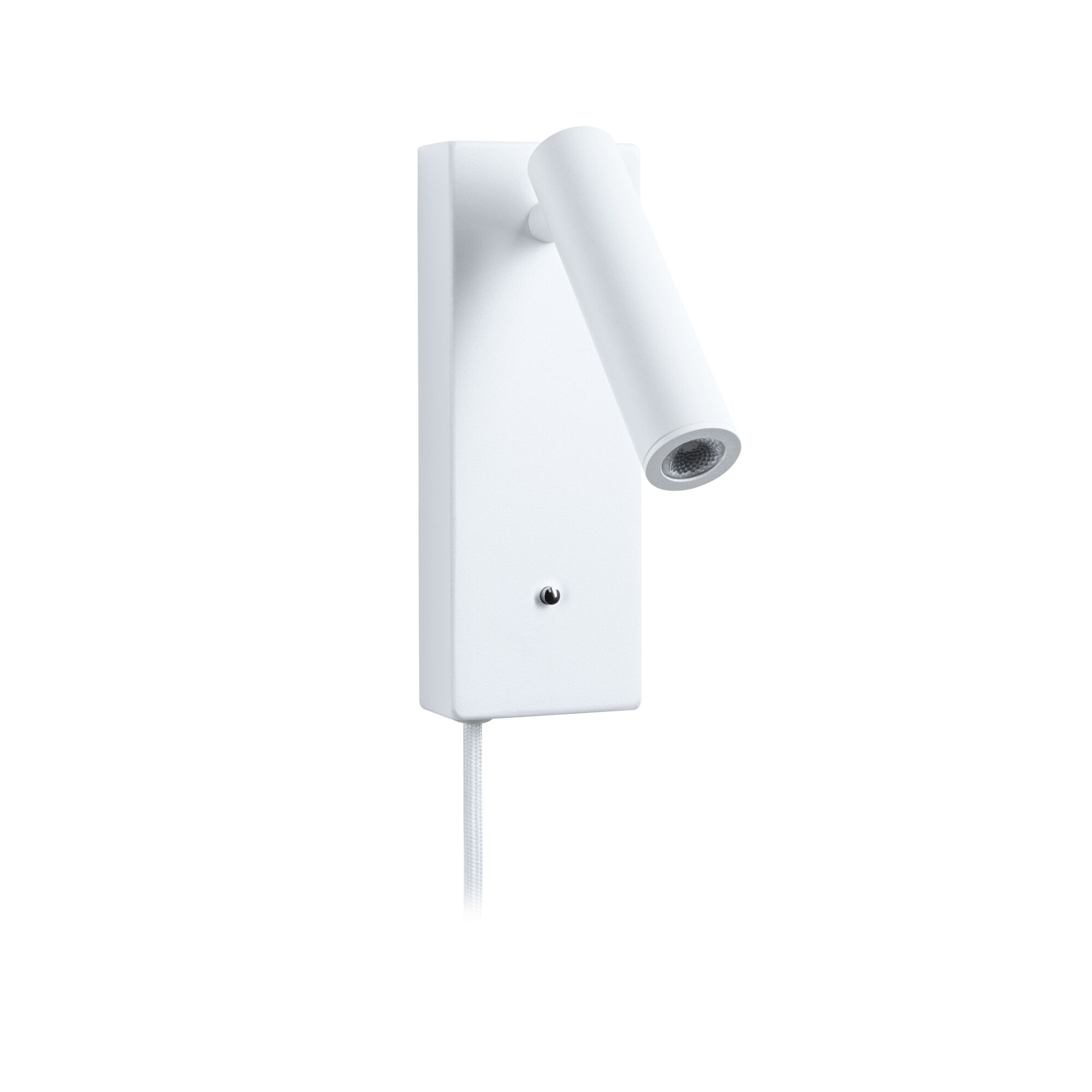 Modern white metal LED wall light with adjustable spotlight and switch for accent lighting