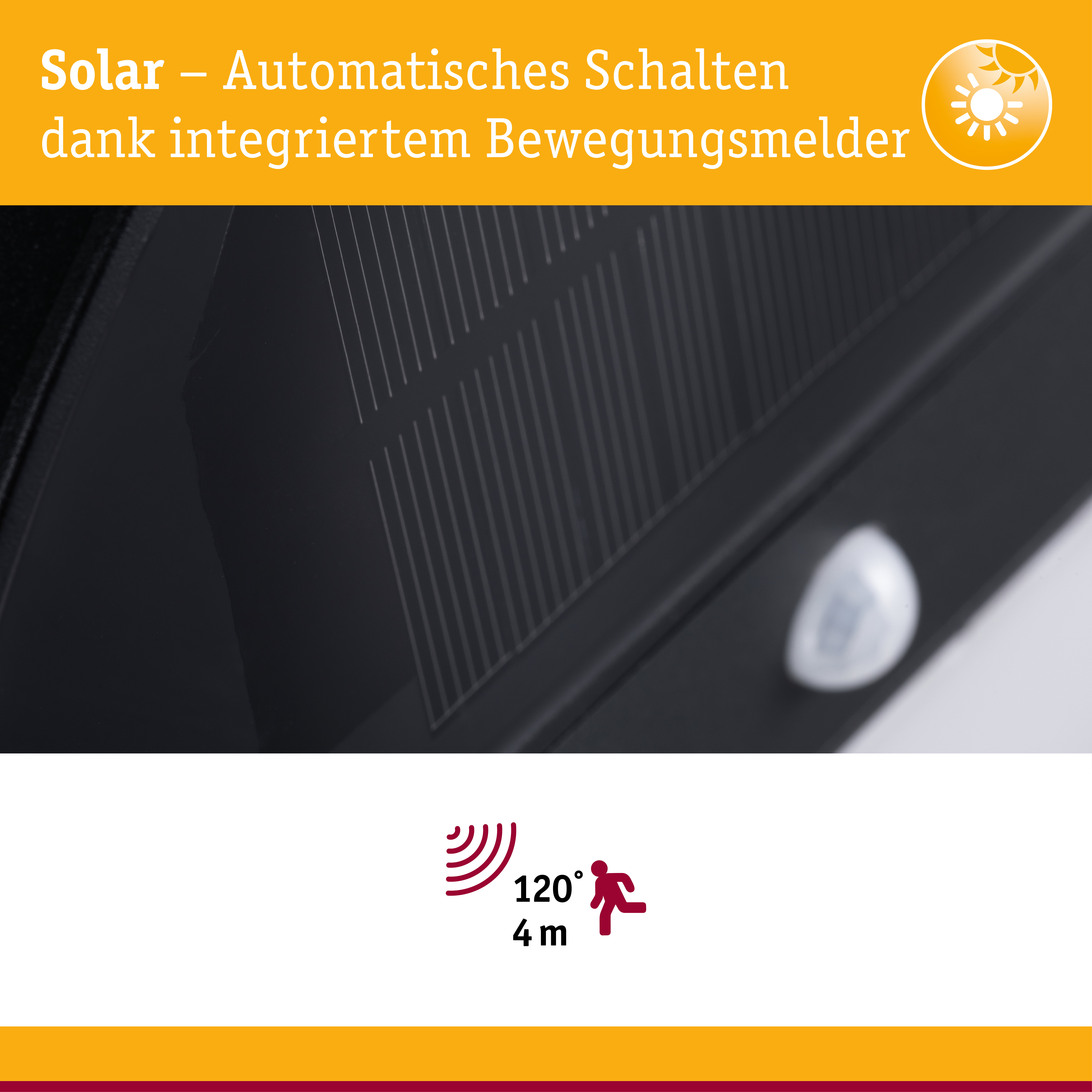 Solar LED Außenwandleuchte Elios Bewegungsmelder IP44 3000K 50lm Anthrazit