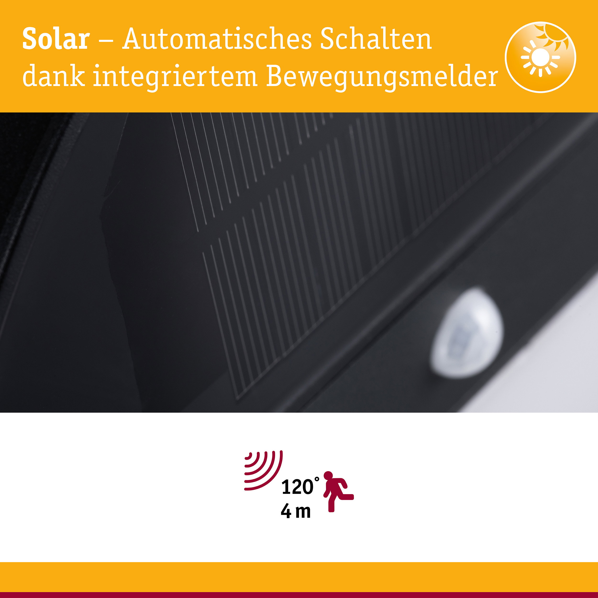 Solar LED Außenwandleuchte Elios Bewegungsmelder IP44 3000K 50lm Anthrazit