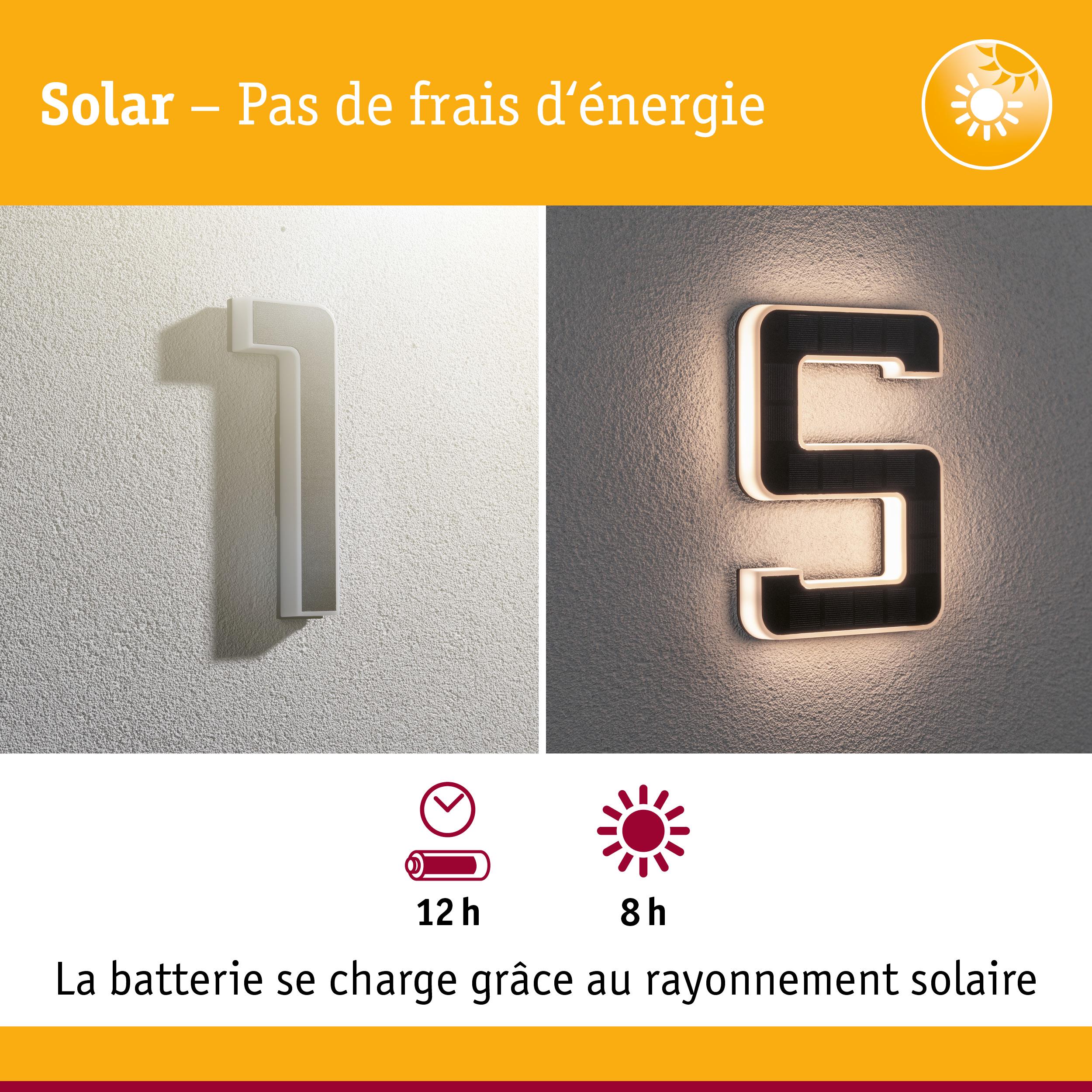 Chiffres solaires 1 et 5 avec éclairage LED et batterie longue durée pour une utilisation extérieure économique