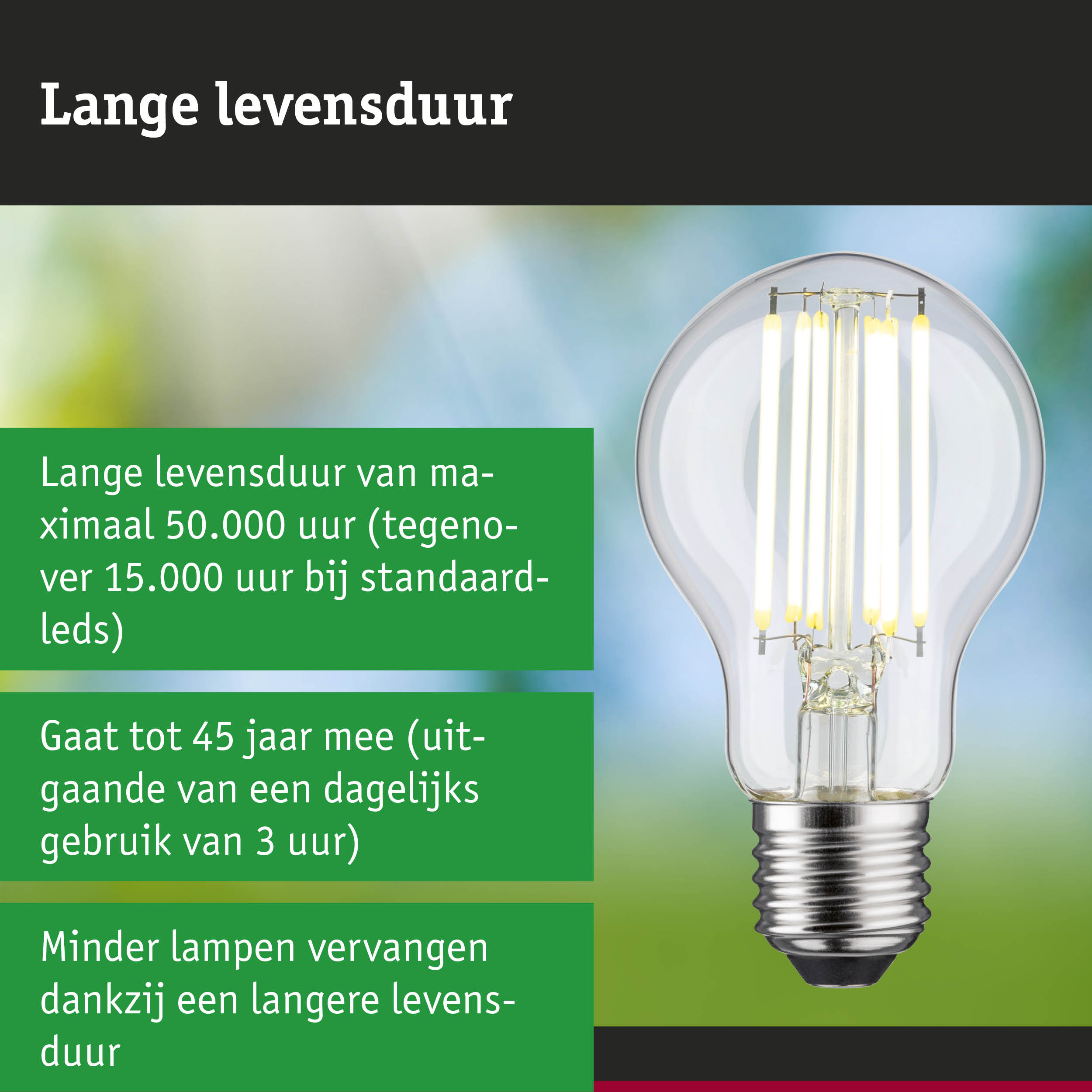 LED-lamp met lange levensduur in hand, energiezuinige LED-verlichting