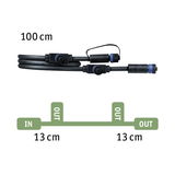 Zwarte verbindingskabel van 100 cm met stekkers en 13 cm aftakkingen voor LED-verlichtingssystemen