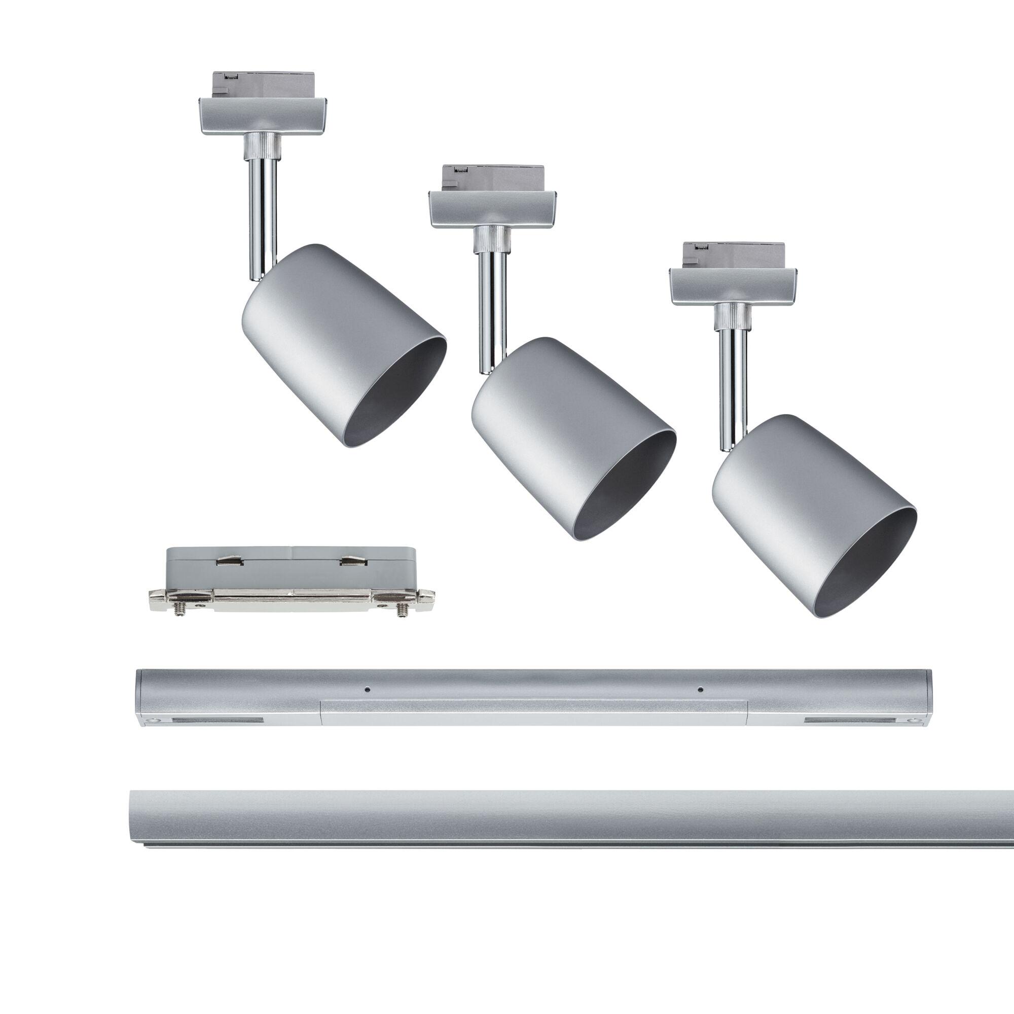 Silver metal LED track spotlights with adjustable heads for modern interior lighting