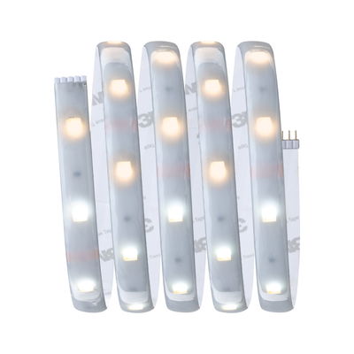 Fleksibel LED-lysstribe med varm- og koldhvide lys til alsidig belysning og dekoration.