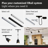 Guide to customize URail system with black and white rails and pendant or spot lights for modern interiors