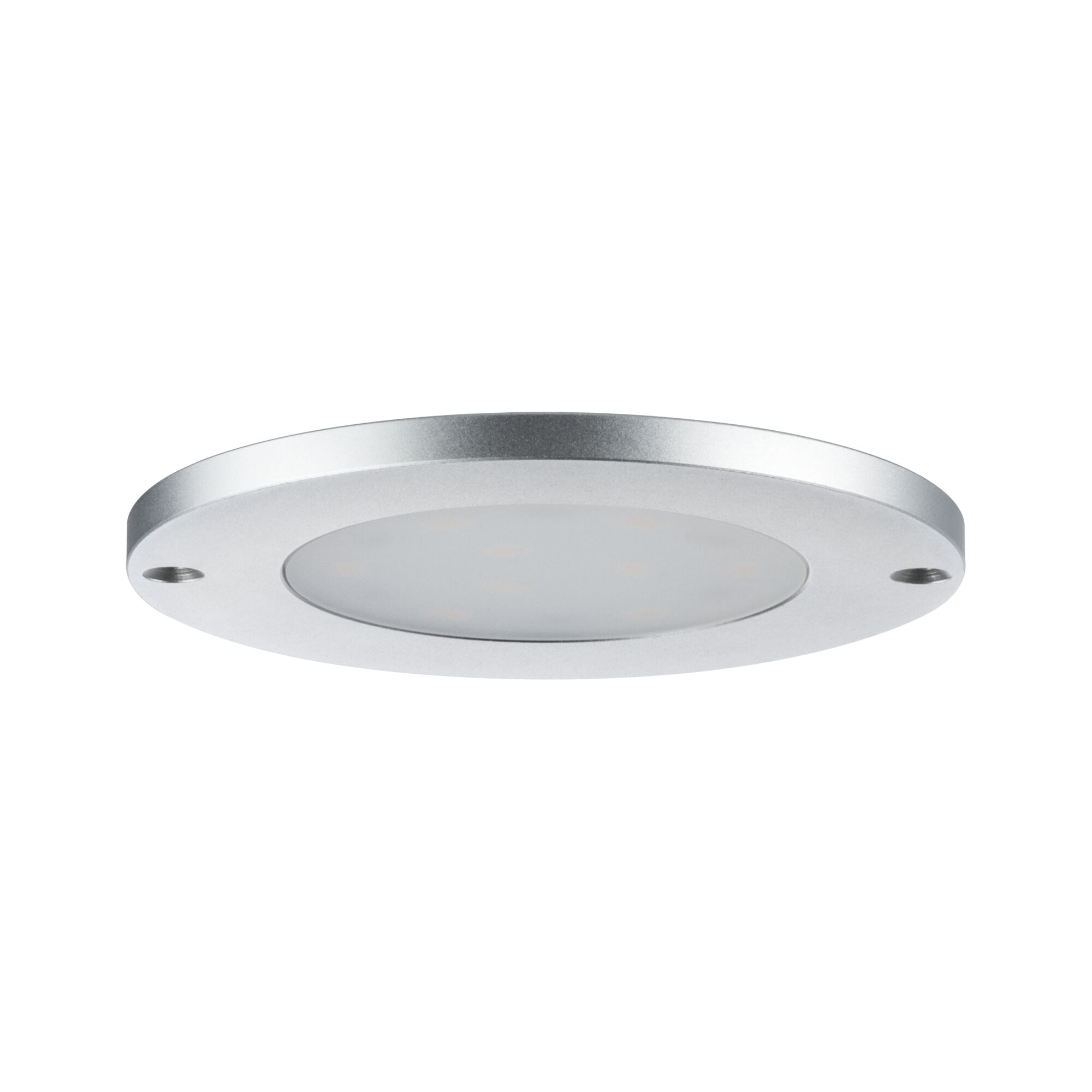 Rundes LED-Einbauleuchte aus silbernem Aluminium mit milchigem Diffusor für moderne Raumbeleuchtung