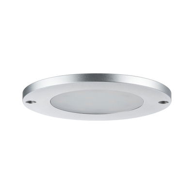 Rundes LED-Einbauleuchte aus silbernem Aluminium mit milchigem Diffusor für moderne Raumbeleuchtung