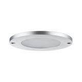 Round LED recessed light in silver aluminum with frosted diffuser for modern room lighting