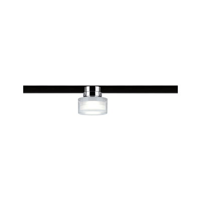 Modern LED ceiling spotlight with chrome metal and white glass for energy-efficient room lighting