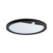 Round ceiling light with black metal frame and white diffuser, energy-saving LED lamp