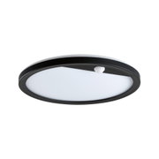 Round ceiling light with black metal frame and white diffuser, energy-saving LED lamp