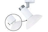 Weißer LED-Strahler mit verstellbarem Schirm und silbernem Gelenk für flexible Beleuchtung