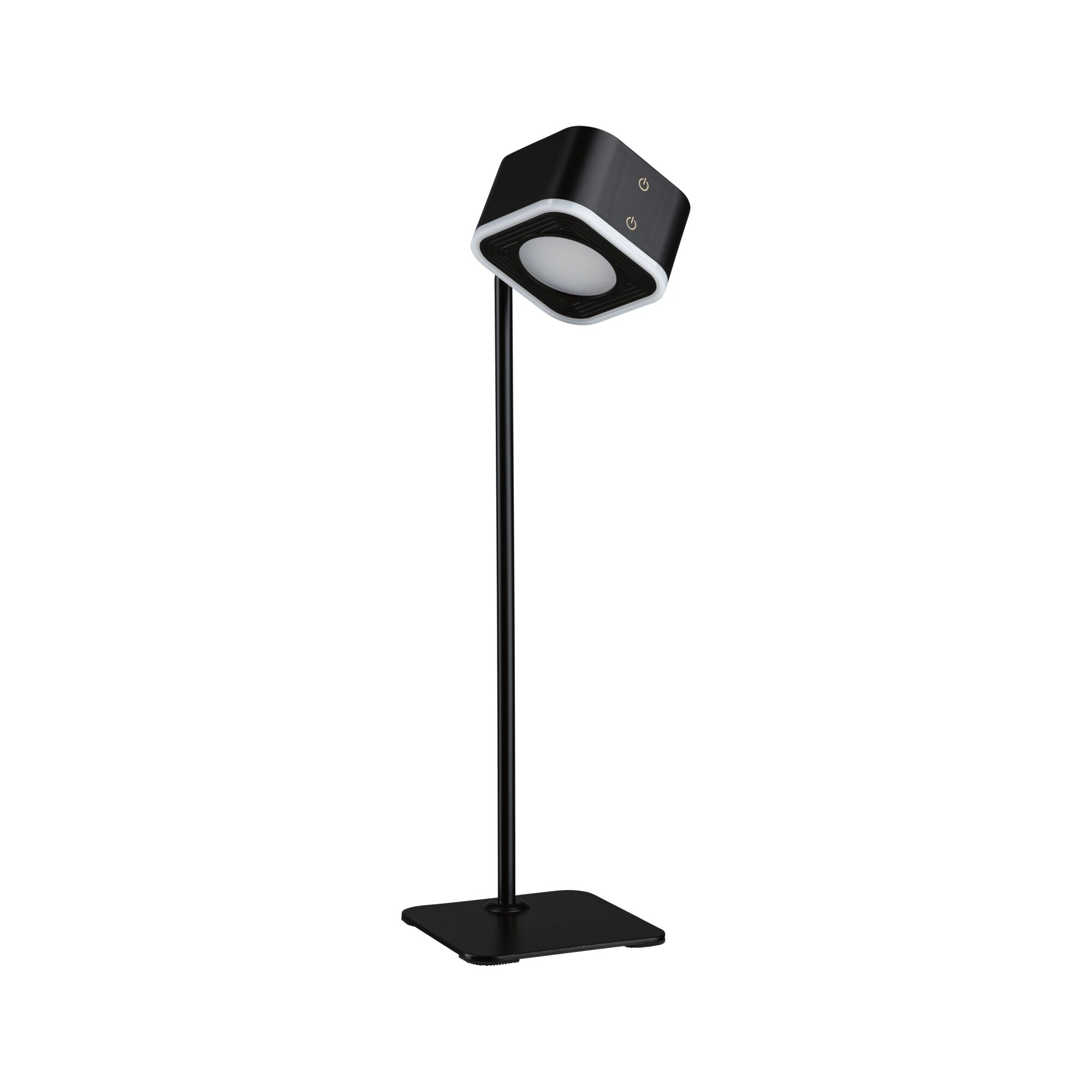 Lampe de bureau LED noire moderne avec tête carrée et interrupteur tactile en métal