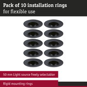 Pack of 10 black plastic mounting rings for flexible LED recessed lighting installation