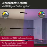 Pendelleuchte Aptare in Schwarz mit dimmbarer Weißlicht- und RGBW-Farbsteuerung für vielseitige Beleuchtung