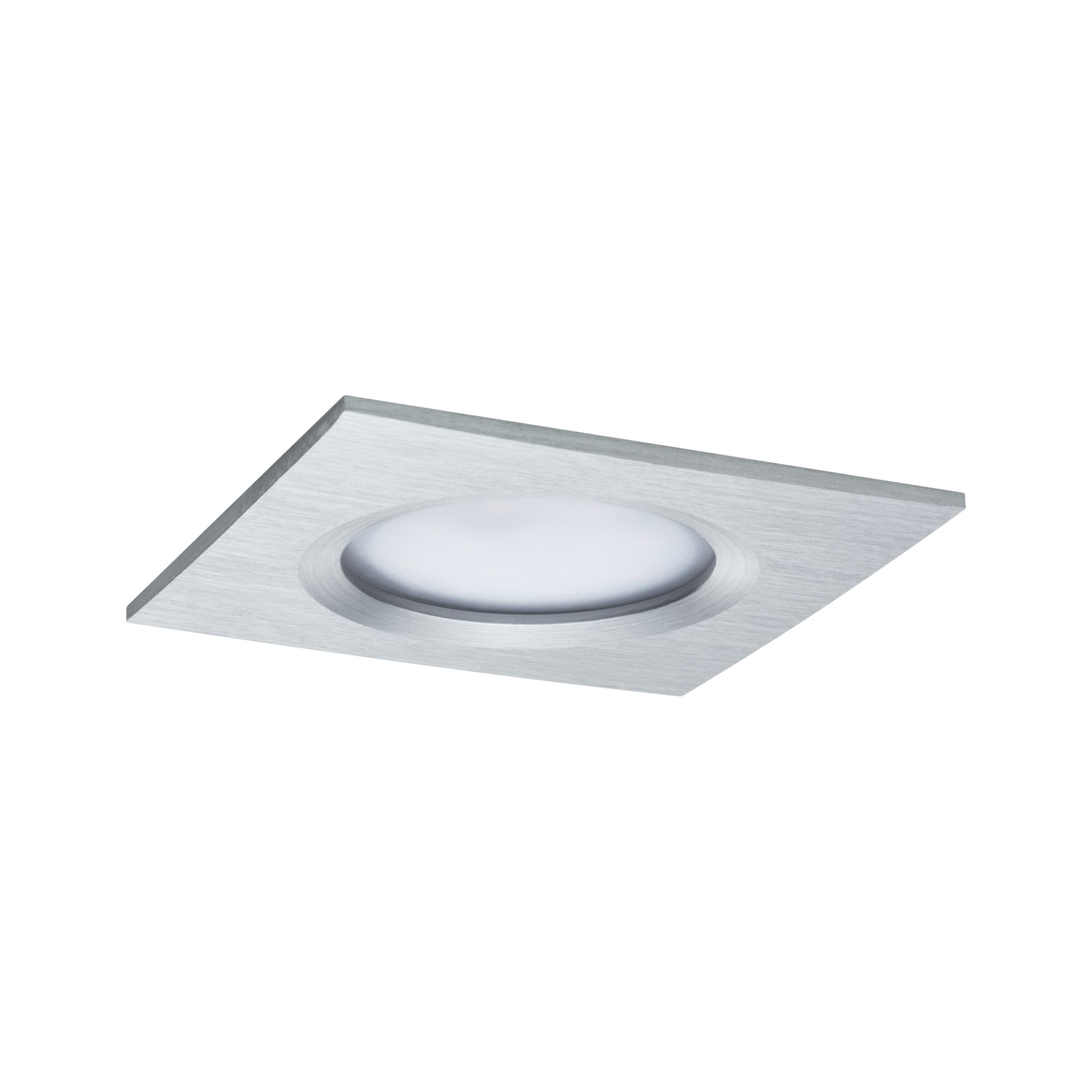 Spot encastré carré en aluminium brossé argenté avec diffuseur blanc pour éclairage LED