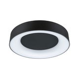Plafonnier LED rond noir avec anneau lumineux blanc en métal pour éclairage moderne intérieur