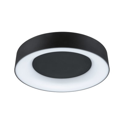 Runde LED-Deckenleuchte in Schwarz mit weißem Leuchtring aus Metall für moderne Raumbeleuchtung